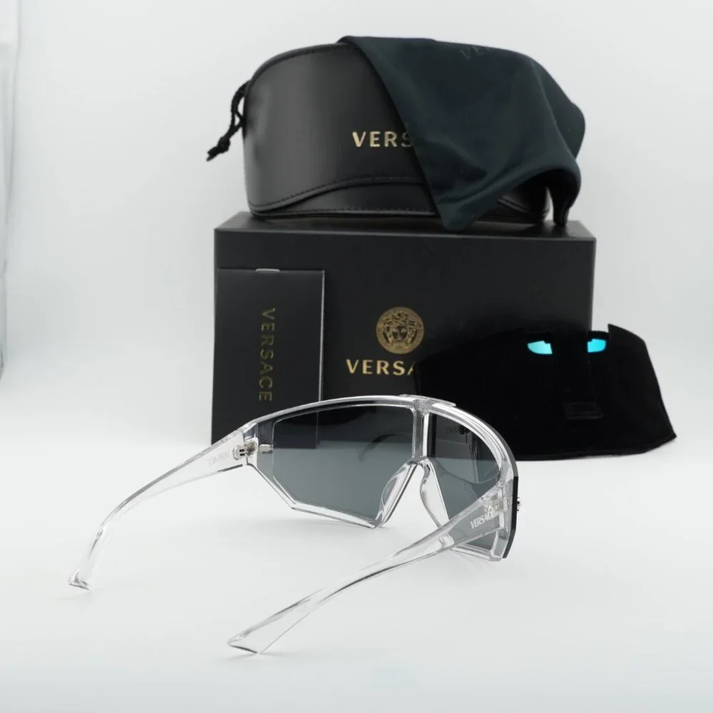 Versace VE4461 148/6V Shield Sunglasses - Crystal / Grey / Blue Violet